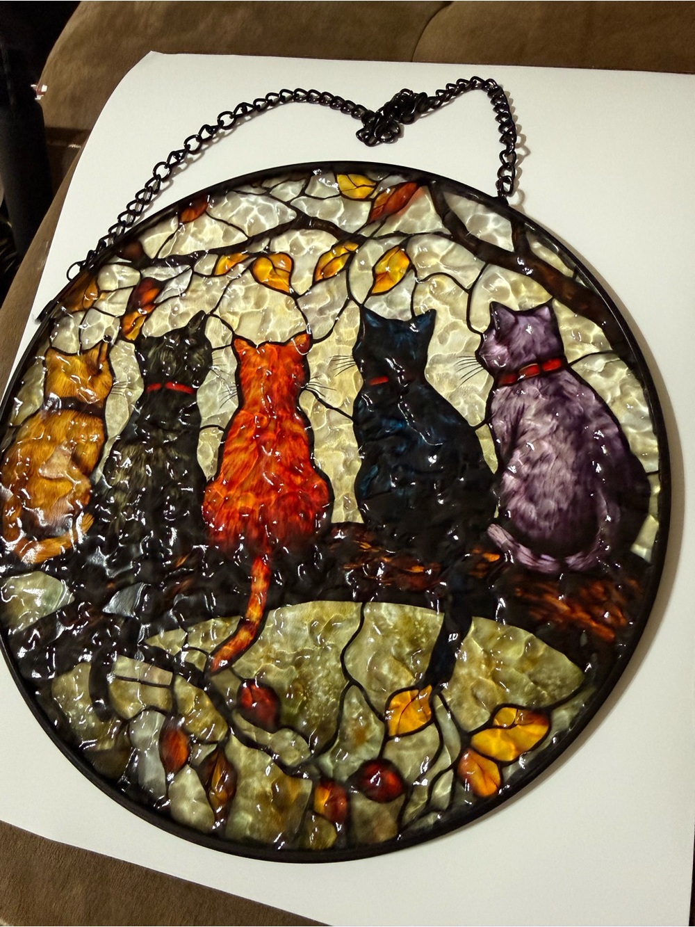 Stained Glass Cats Wall Hanging - Multicolor